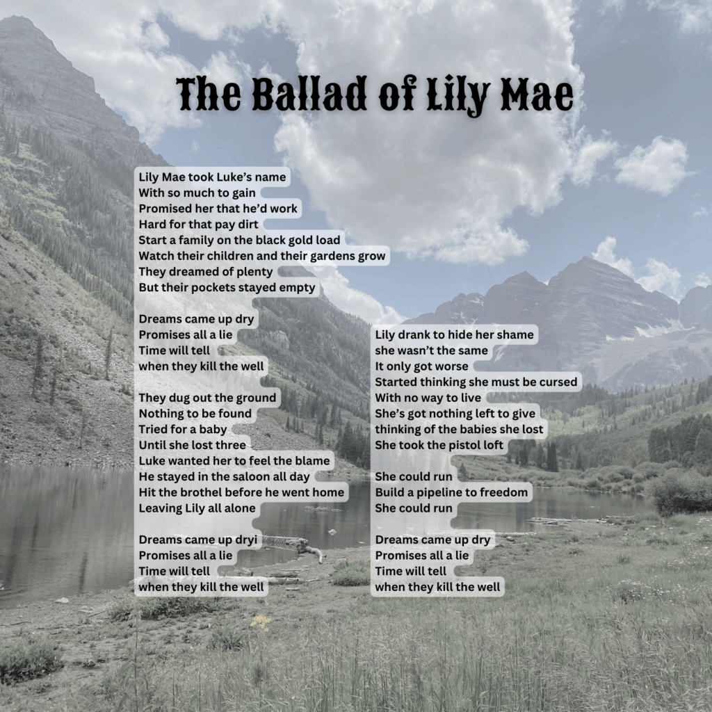 Lyric sheet for “The Ballad of Lily Mae” — track 6 of 11 on Shadows of a Ghost Town