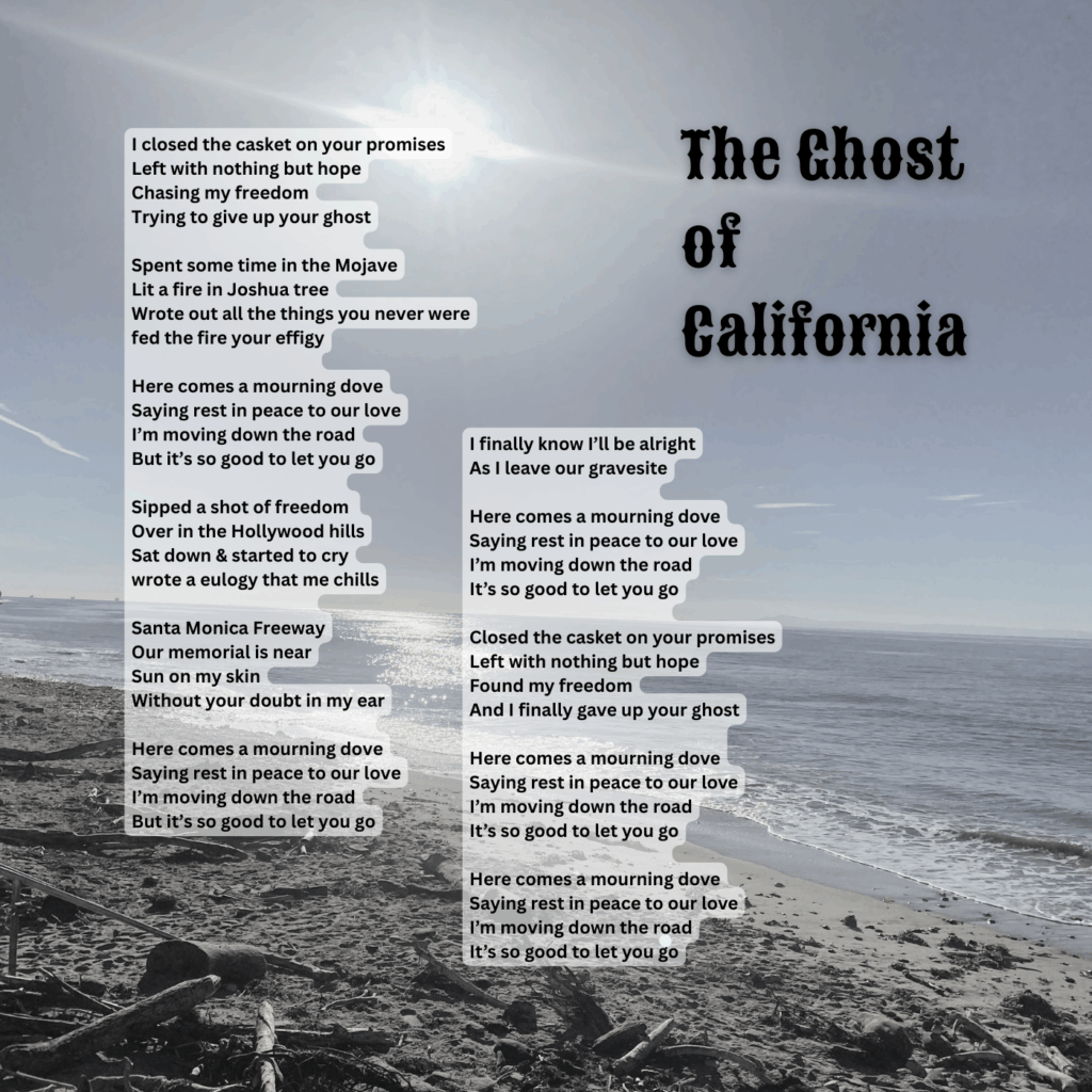 Lyric sheet for “Ghost of California” — track 10 of 11 on Shadows of a Ghost Town